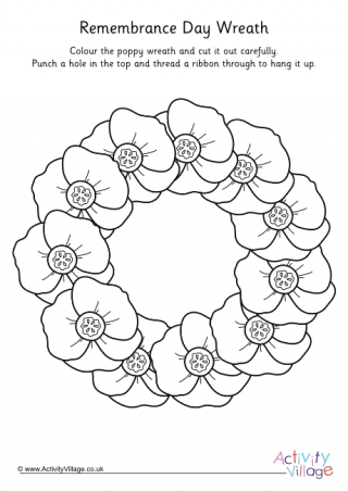 Remembrance Day Wreath Colouring Page 2
