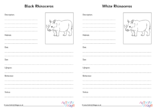 Rhino Fact Finding Worksheets 