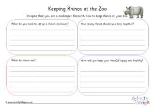 Rhino Zookeeper Worksheet