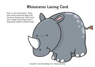 Rhinoceros Lacing Card