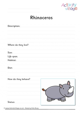 Rhinoceros Worksheet