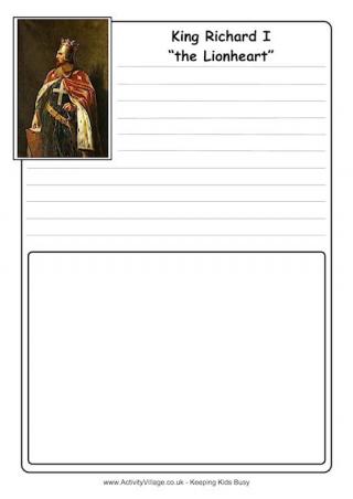 Richard I Notebooking Page