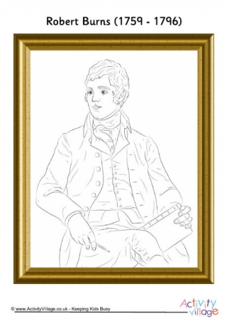 Robert Burns Framed Portrait Colouring Page