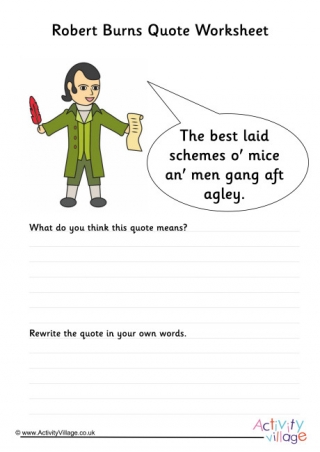 Robert Burns Quote Worksheet