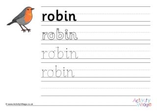 Robin Handwriting Worksheet 2