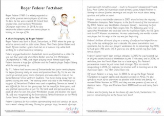 Roger Federer Factsheet