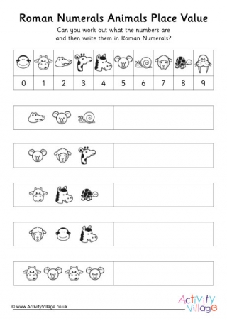 Roman Numerals Animals Place Value