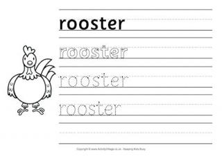 Rooster Handwriting Worksheet