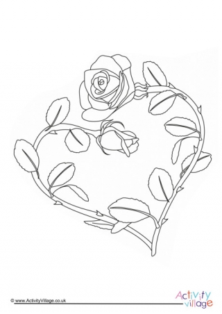 Rose Heart Colouring Page