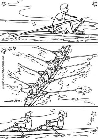 Rowing Collage Colouring Page