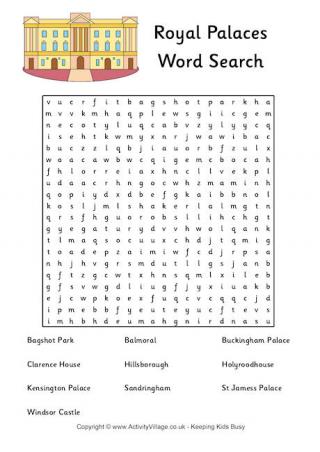 Royal Palaces Word Search