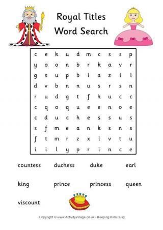 Royal Titles Word Search
