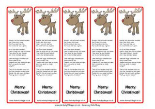 Rudolph the Red Nosed Reindeer Bookmarks