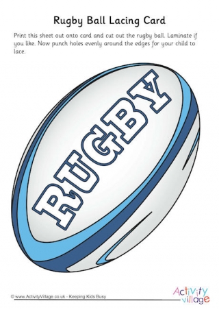Rugby ball lacing card