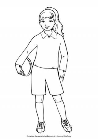 Rugby Girl Colouring Page