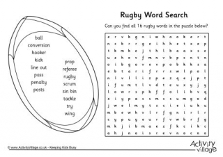Rugby Word Search