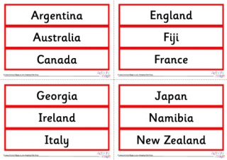Rugby World Cup 2019 Country Cards
