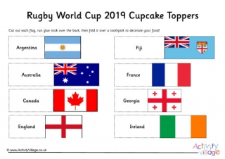 Rugby World Cup 2019 Flag Cupcake Toppers