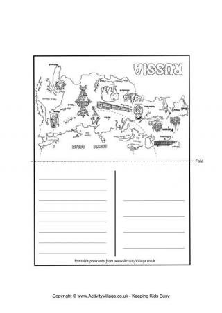 Russia Map Postcard