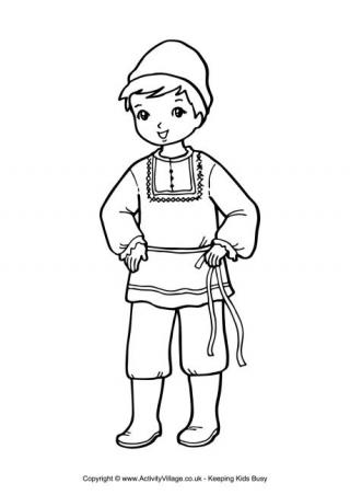 Russian Boy Colouring Page