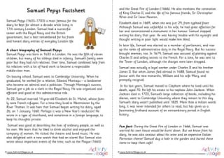Samuel Pepys Factsheet