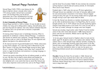 Samuel Pepys Factsheet