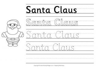 Santa Claus Handwriting Worksheet