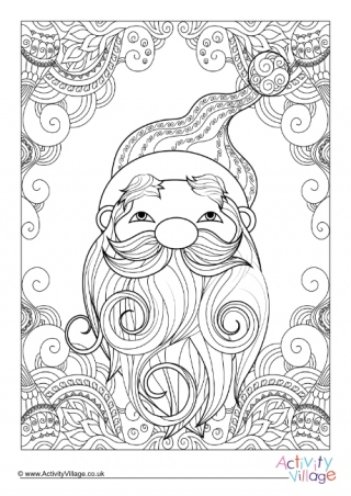 Santa Doodle Colouring Page