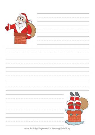 Santa in Chimney Writing Paper