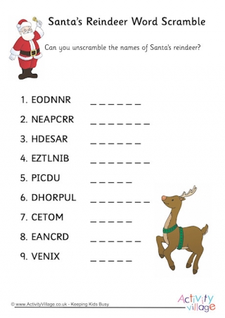 Santa's Reindeer Word Scramble
