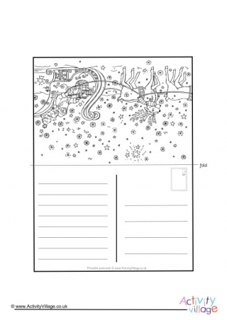 Santa's Sleigh Colouring Postcard