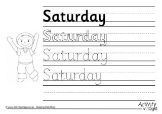 Saturday Handwriting Worksheet