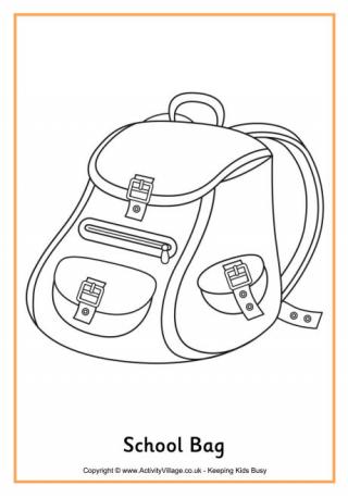 School Bag Colouring Page