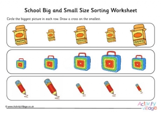 School Big And Small Size Sorting Worksheet