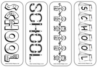 School Bookmarks to Colour
