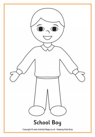 School Boy Colouring Page