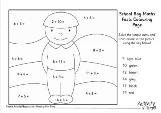 School Boy Maths Facts Colouring Page