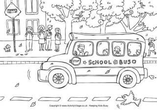 School Bus Colouring Page
