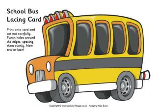 School bus lacing card