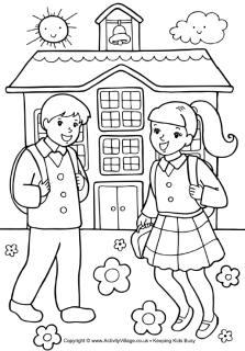 School Colouring Pages