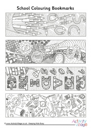 School Doodle Colouring Bookmarks