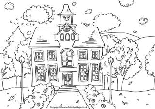 School House Colouring Page