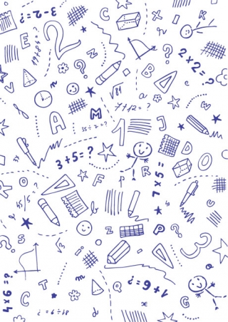 School scribbles scrapbook paper - blue