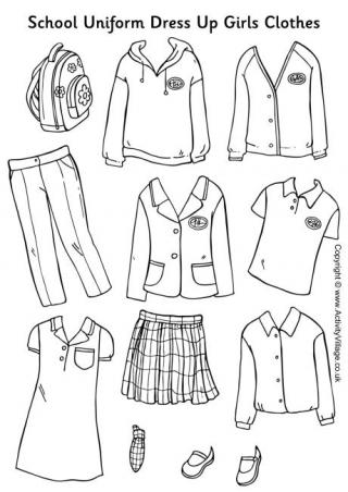 School Uniform Paper Dolls Girls Clothes