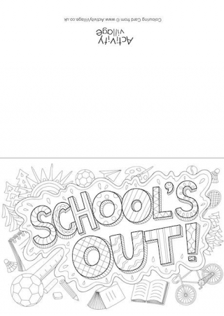 School's Out Doodle Colouring Card