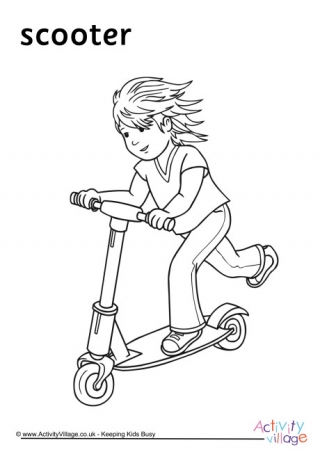 Scooter Colouring Page