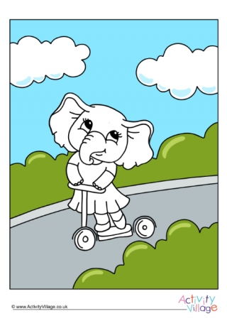 Scooter Elephant Colour Pop Colouring Page 