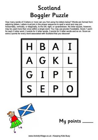 Scotland Boggler Puzzle