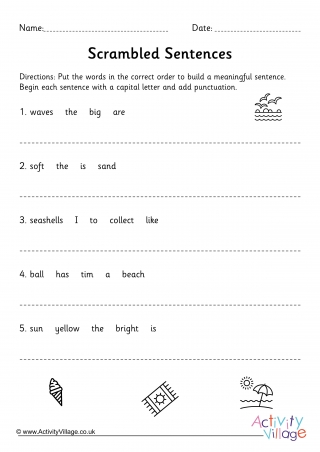 Scrambled Sentences Worksheet KS1