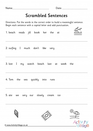 Scrambled Sentences Worksheet KS2